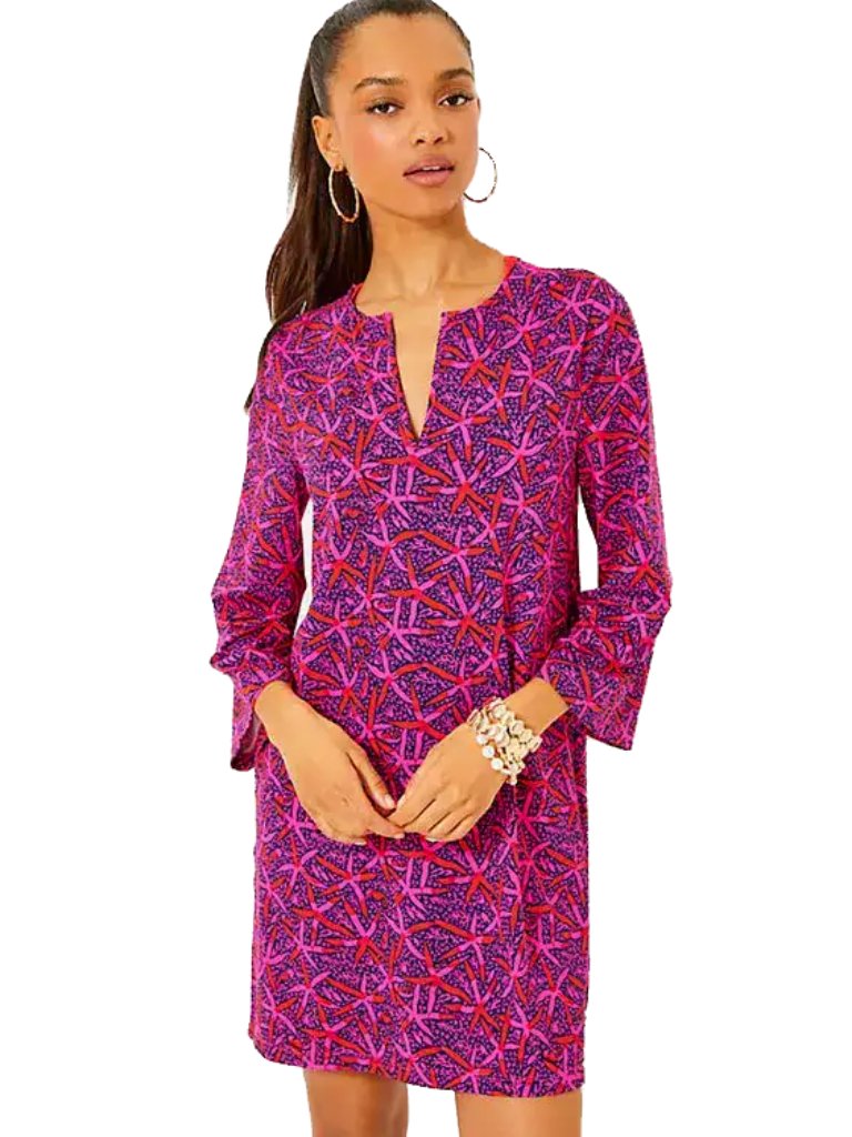 Nwt Lilly Pulitzer Johana Long Sleeve Cover Up Passion Fruit Star Searching L